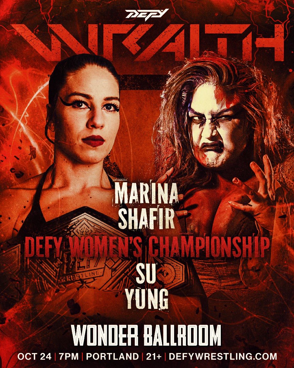 Control vs chaos.
Marina Shafir defends against Su Yung — Oct 24 | Portland
🎟 defywrestling.com
#DEFYWrestling #WRAITH
#matchdropmonday