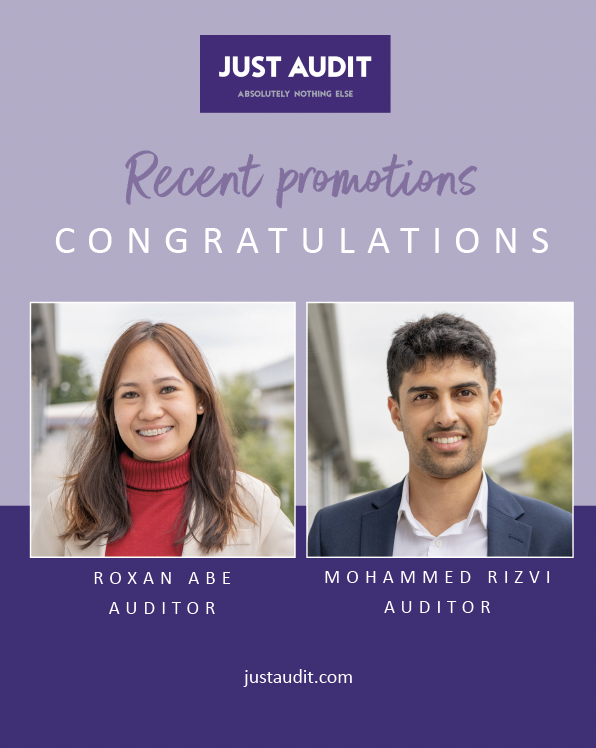 JustAudit's tweet photo. We are delighted that Mohammed Rizvi and Roxan Abe have both been promoted to Auditor status. They joined us during 2022 and have been exemplary and focused in their work - and popular with both the Just Audit team and our clients.
https://t.co/KLqid84tN7
#auditor #auditcareers https://t.co/9ghQUWqHsO