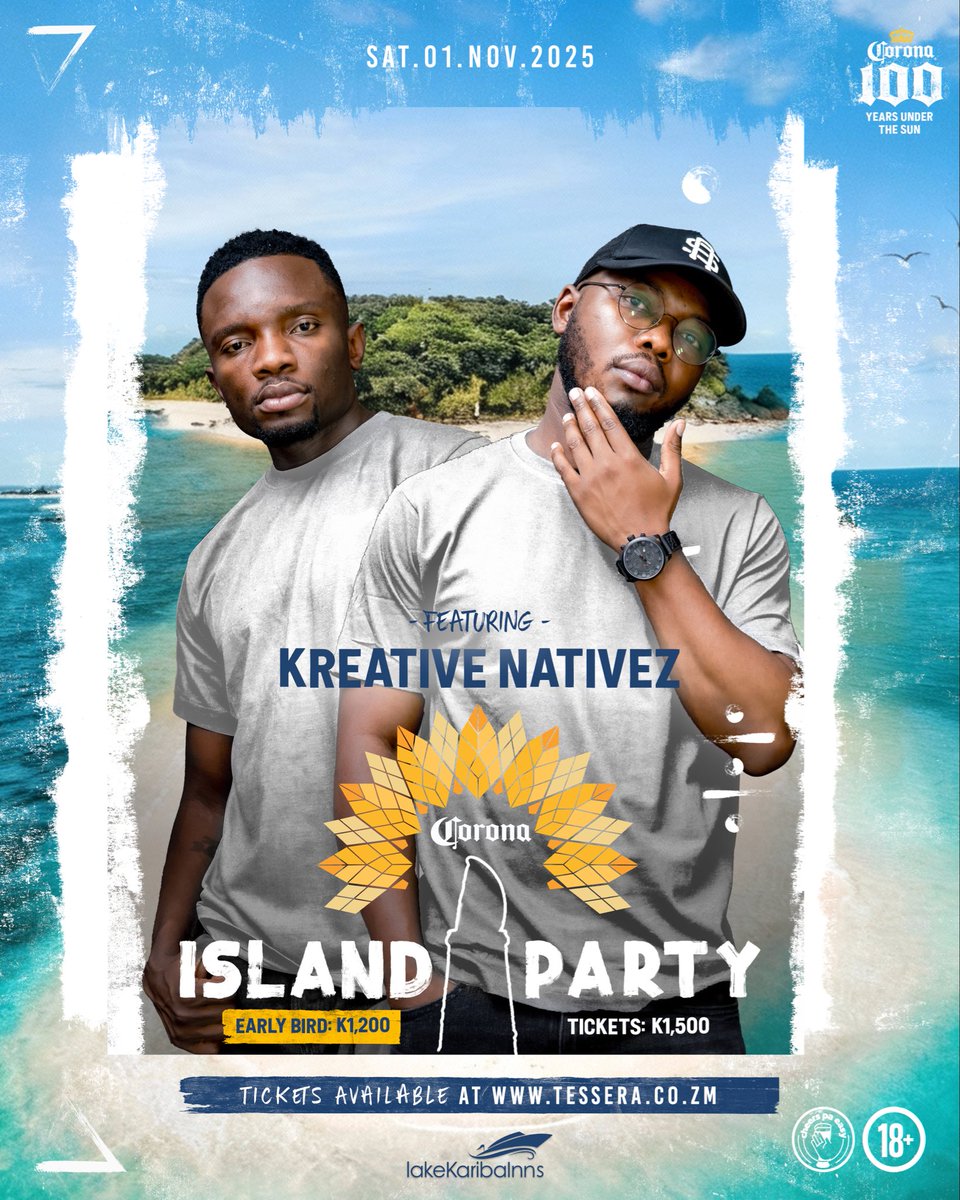 KreativeNativez's tweet image. 8 incredible DJs you know well 😉 on an island you don’t know at all! 🤩 🏝️ 

Limited tickets available to Zambia’s most iconic premium event of 2025! 

Tickets 🎟️ tessera.co.zm/event/corona-i…

#CoronaIslandParty #IslandParty #ThisIsLiving #Afrohouse #FYP #Lusaka #Zambia