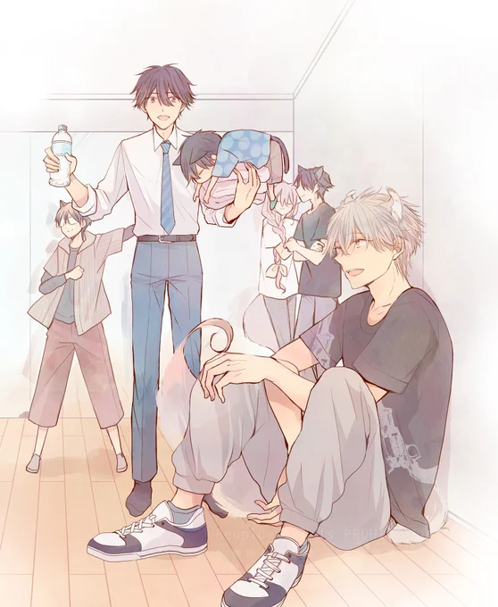 ダンスレッスン休憩中の猫様たち!日常の一コマを描くのがとにかく好きで、猫様コミックス表4用に描いたものです姉御たちはいつもいちゃいちゃ ※再掲です #今日も猫様はかわいい