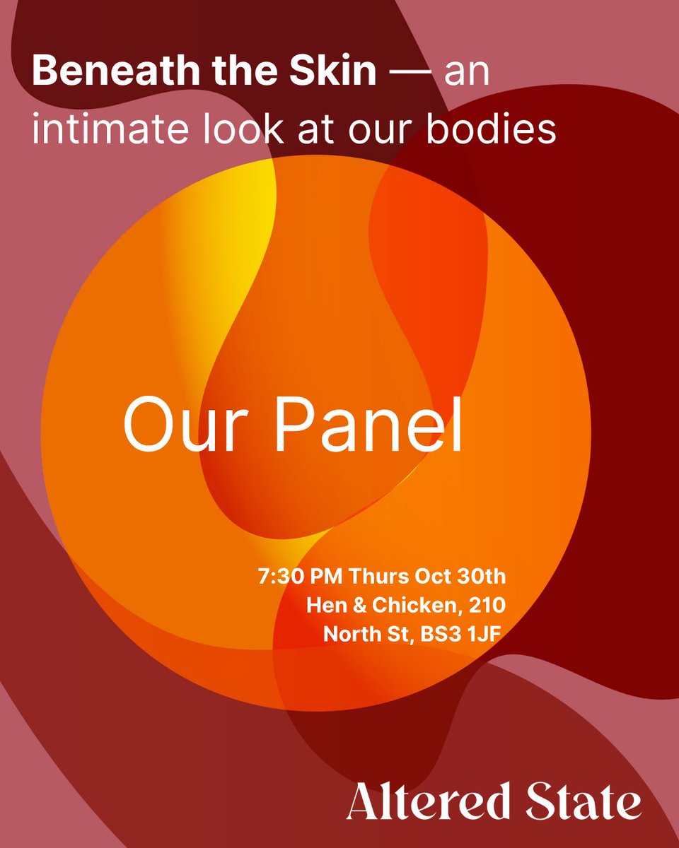 Altered___State's tweet image. MEET THE PANEL for our Oct 30th talk BENEATH THE SKIN - A INTIMATE LOOK AT OUR BODIES

1/3 GABRIEL WESTON

#talks #bristoltalks #bristolevents #whatsonbristol #medecine #surgery #genderbias #feminism #women #womenshealth #genderequality #genderequity #gabrielweston #alteredstate