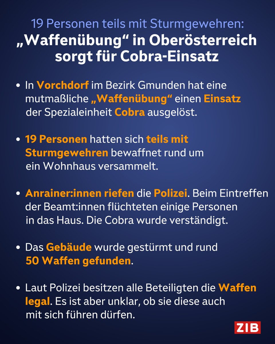 Es gibt keinen Grund zur Beunruhigung.
Waren ja eh alles legale Waffen.
Sturmgewehre.
Was man halt so braucht.