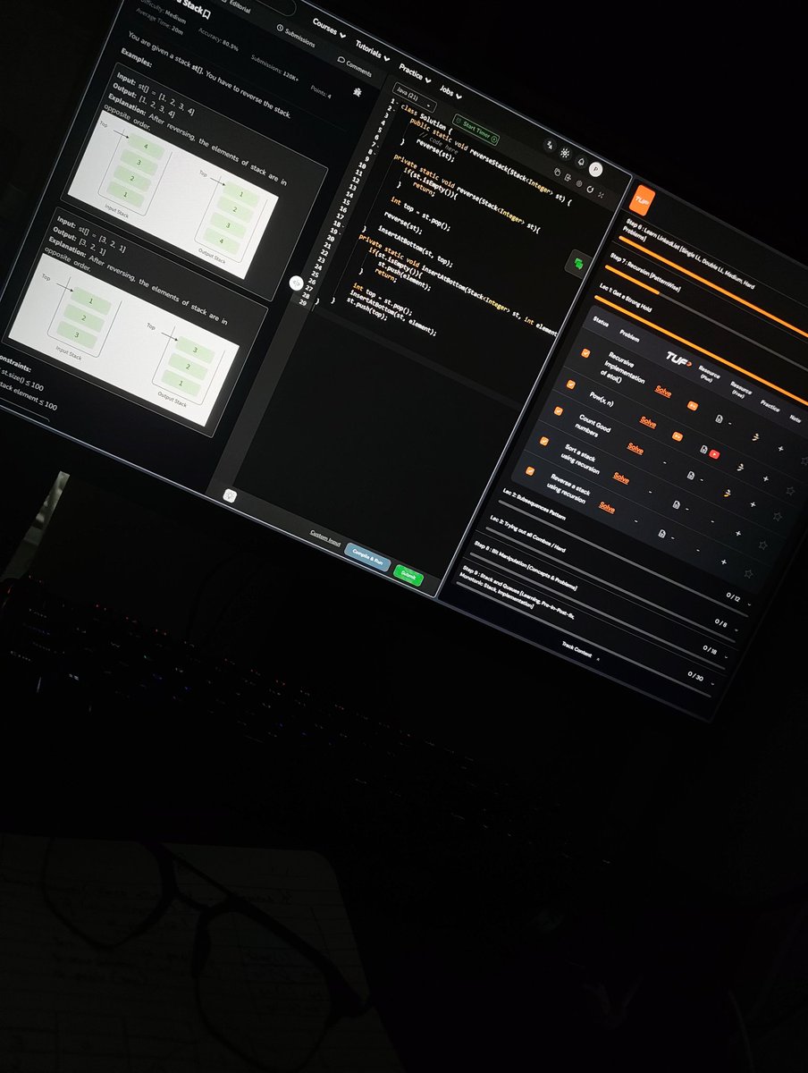big_oh_no's tweet image. Day 47 progress check:
✅A solid problem-solving session: 4 problems solved (2 Medium on GFG, 2 on Codeforces).
✅Keeping dev light this week to focus on my mid-sem exams.
Balancing the academic and coding grind.
#100DaysOfCode #buildinpublic