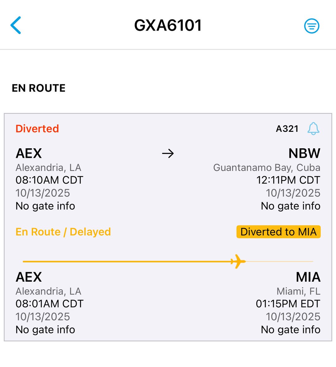 Kim_Trout's tweet photo. The plane was just Diverted to Miami, FL upon approach to Guantanamo Bay. #GuantanamoBay 
#AlexandriaStagingFacility
#Louisiana #WifeOfAnImmigrantInICECustody #HelpMeFindMyHusband https://t.co/CqpngKzkmy