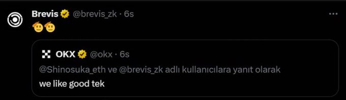 Zkbrevis Fam 

Okx left a comment on a post about <a href="/brevis_zk/">Brevis</a>

It was said that there is a partnership between Brevis and Linea.

This is the reason why I feel positive about Brevis.

Don’t fade Brevis