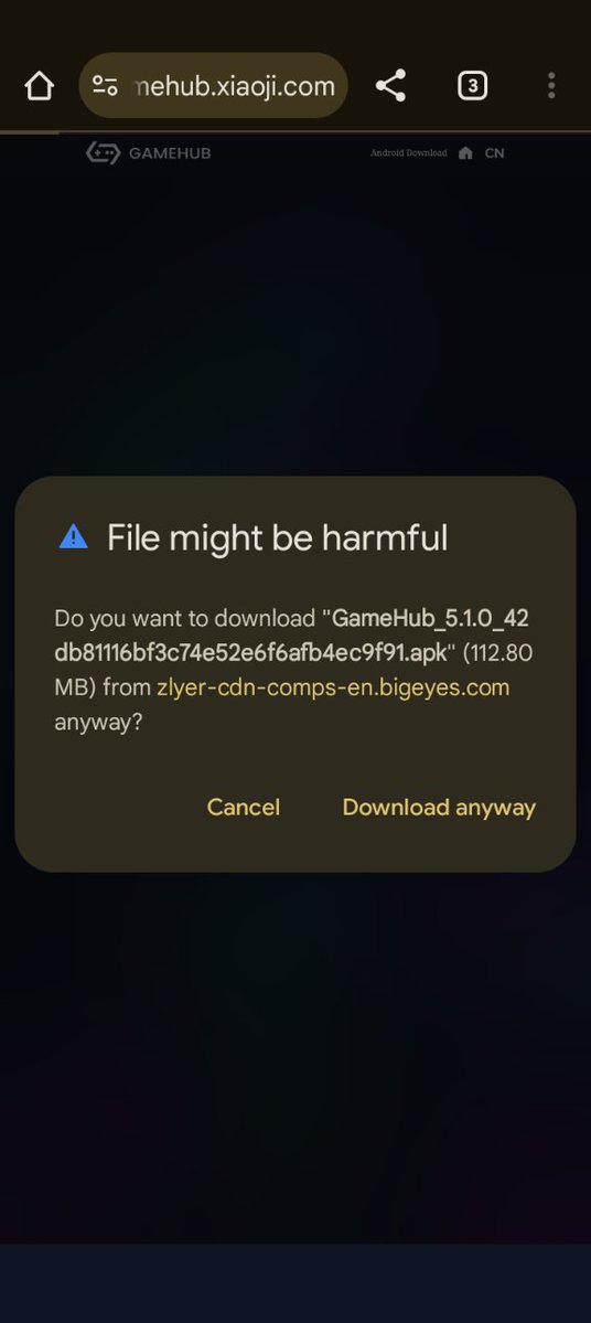 JBM111SB's tweet image. Does that malicious code in the title for that APK file look completely suspicious to you for the official GameHub emulator APK? It does to me. Note the download server URL as well.
#Windowsmalware
#Linuxmalware
#jbm111twitch