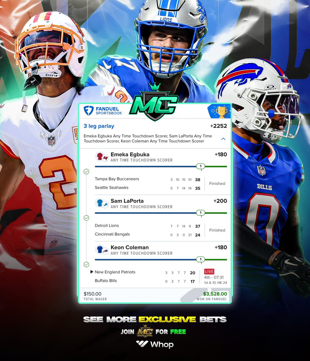 MCbets__'s tweet image. 🚨 LAST CHANCE FOR FREE WEEK 🚨
🕰️ DEAL ENDS AT KICKOFF
Join us NOW ahead of the NBA Starting up
Ends Tonight —> whop.com/checkout/plan_…