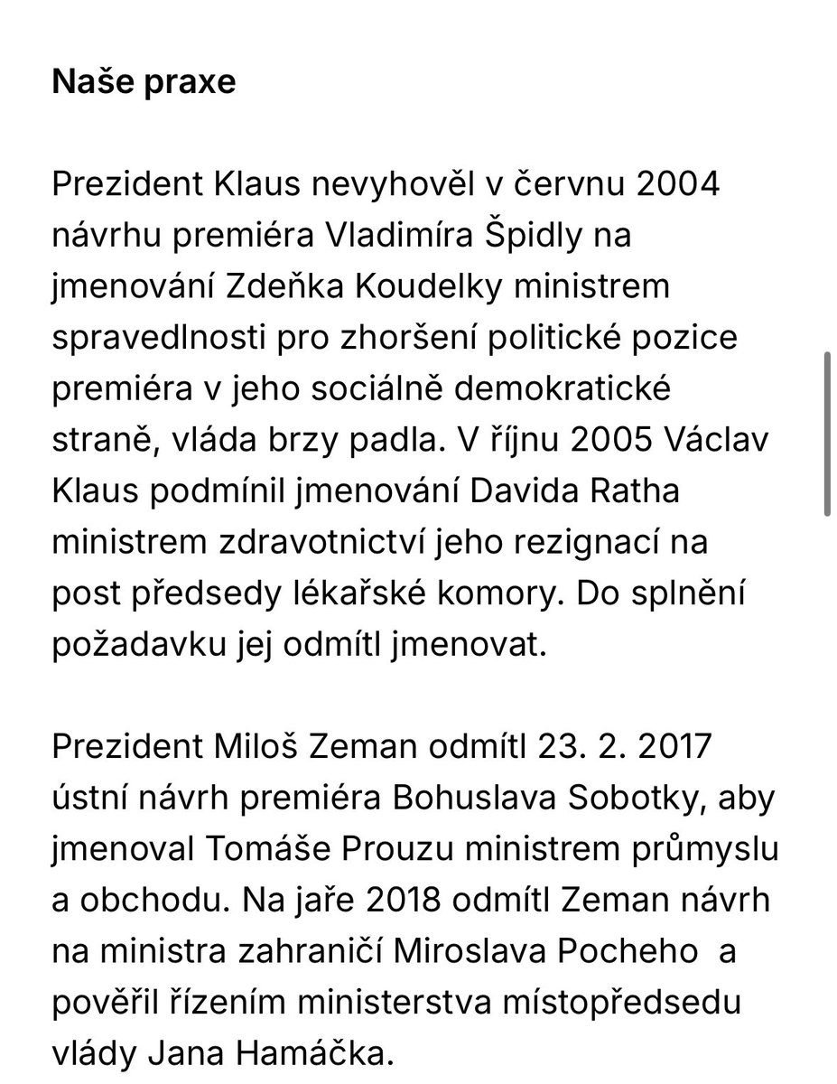 Pokud prezident Pavel odmítne jmenovat Turka, tak věřte, že nebude první ani poslední prezident v historii a chtělo by se trochu zklidnit vážení voliči Motoristů…