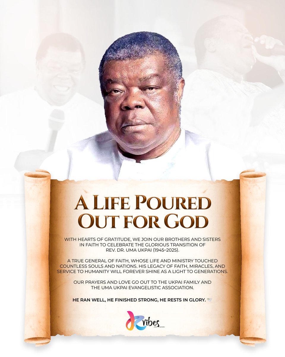KVibesTweets's tweet image. A general of faith has finished his race. 

We celebrate the life and ministry of Rev. Dr. Uma Ukpai.

Rest in Glory, Soldier of Christ. 🕊️

#UmaUkpai