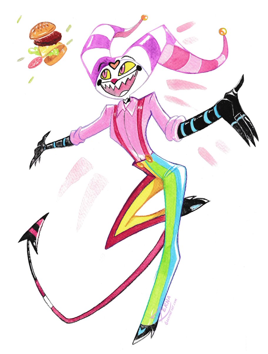 I'm trying to improve at watercolor and traditional media in bits and pieces, so this Fizz was a good practice for some watercolor technique :') Takes much longer than digital art, but it was a fun little weekend project.
#Fizzarolli  #Helluvaboss