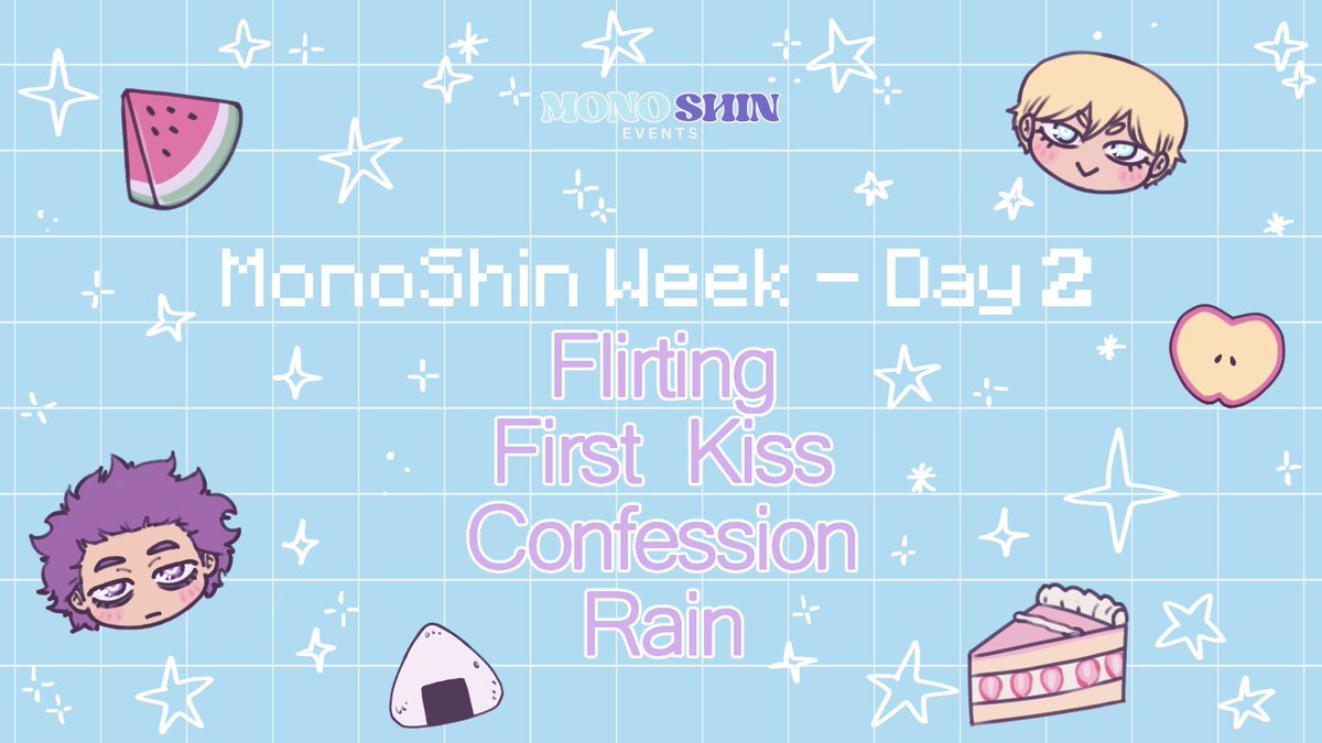 MonoShinEvents's tweet photo. MonoShin Week - Day Two! 🎉

Flirting ❣️
First Kiss 👨‍❤️‍💋‍👨
Confession 🗣️
Rain 🌧️

#MonoShinEvents https://t.co/KpXBdoeEPl