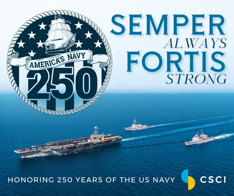 CSCIConsulting's tweet image. For two and a half centuries, the men and women of the Navy have protected our freedom and answered the call to serve at sea, ashore, and in the sky. 
CSCI is proud to honor those who have defended our nation across every ocean. Thank you for your service and sacrifice!