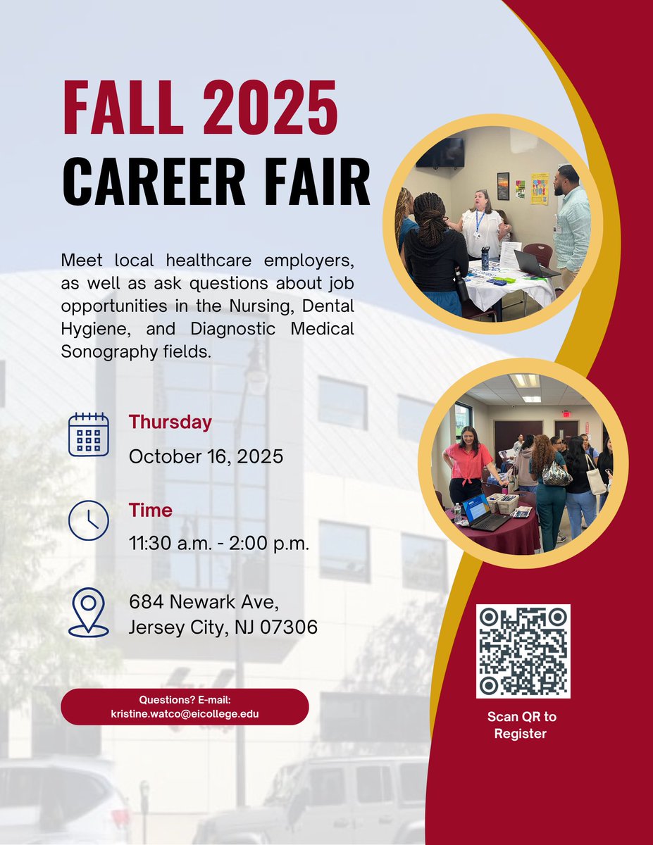 🚨 EIC Career Fair Alert! 🚨

We're excited to host our Fall Semester Career Fair on Thursday, October 16th from 11:30 AM - 2 PM.

Click the link below to register for the event.
forms.gle/Gt975oiMJHhVJS…

P.S. Bring a copy of your resume and your best self forward!