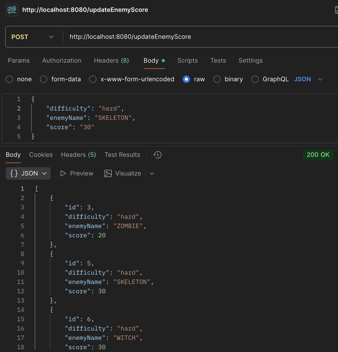 not_2564's tweet image. 学習項目: Java Webアプリ開発編 Day10
課題:例外処理の対応・実装
Post config = 設定の登録
Post updateEnemyScore = 設定の更新
Post config = 500 Error = 例外処理の確認
学習時間:2h #デイトラ #Javaコース