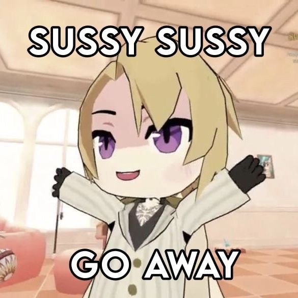 ByteVtuber's tweet image. 😂 Sussy vibes? Not today! 🚫✨ 'Sussy sussy go away!' 💀 #Meme #VTuber #SussyBaka #Funny #AnimeMeme 🎮