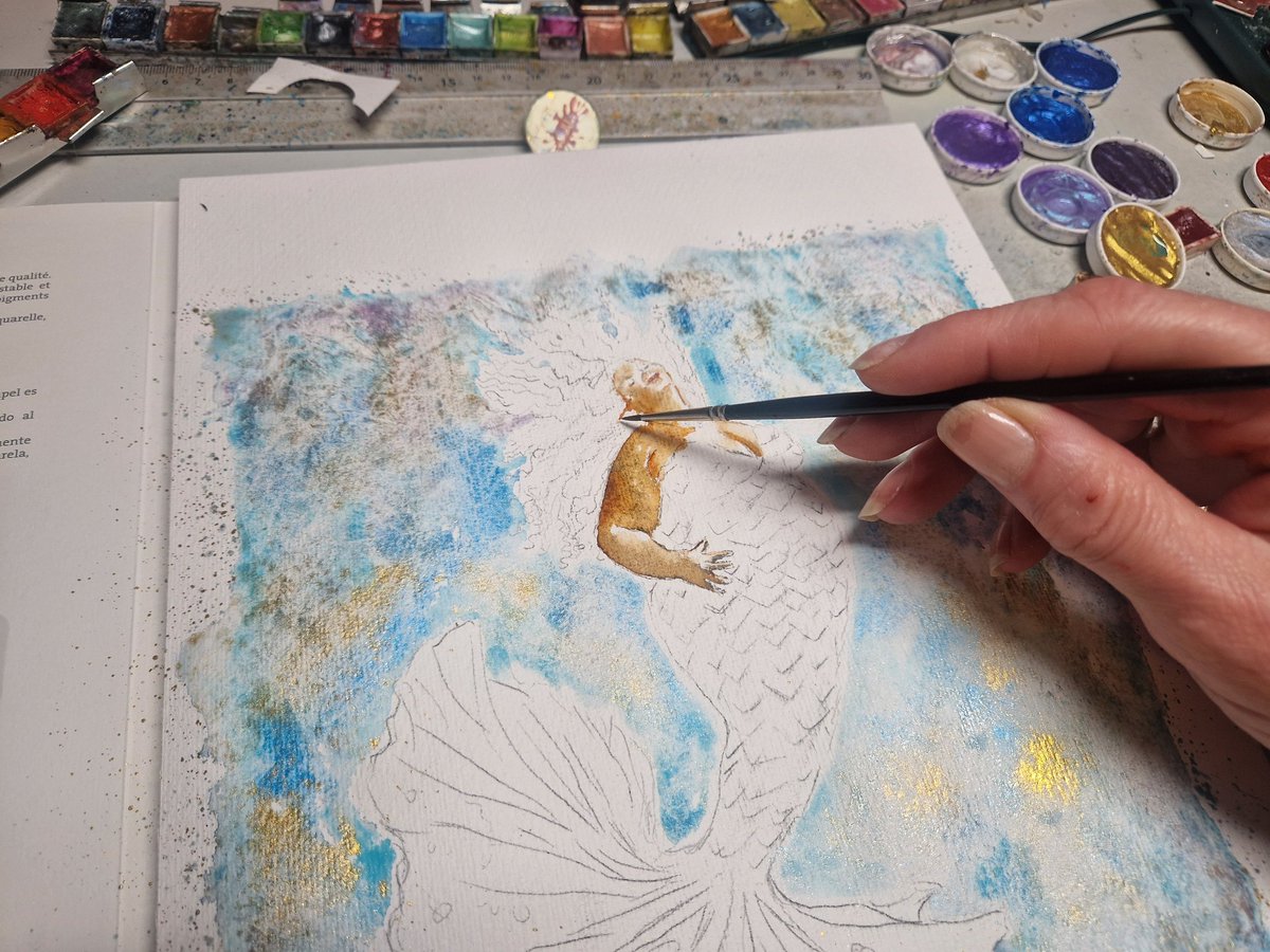 ...sie entwickelt sich prachtvoll.

#workinprogress 🎨, freie Arbeit, kommt wenns so weiter läuft voraussichtlich heute am späten Abend noch in den #wandklex Shop.
#mermaid