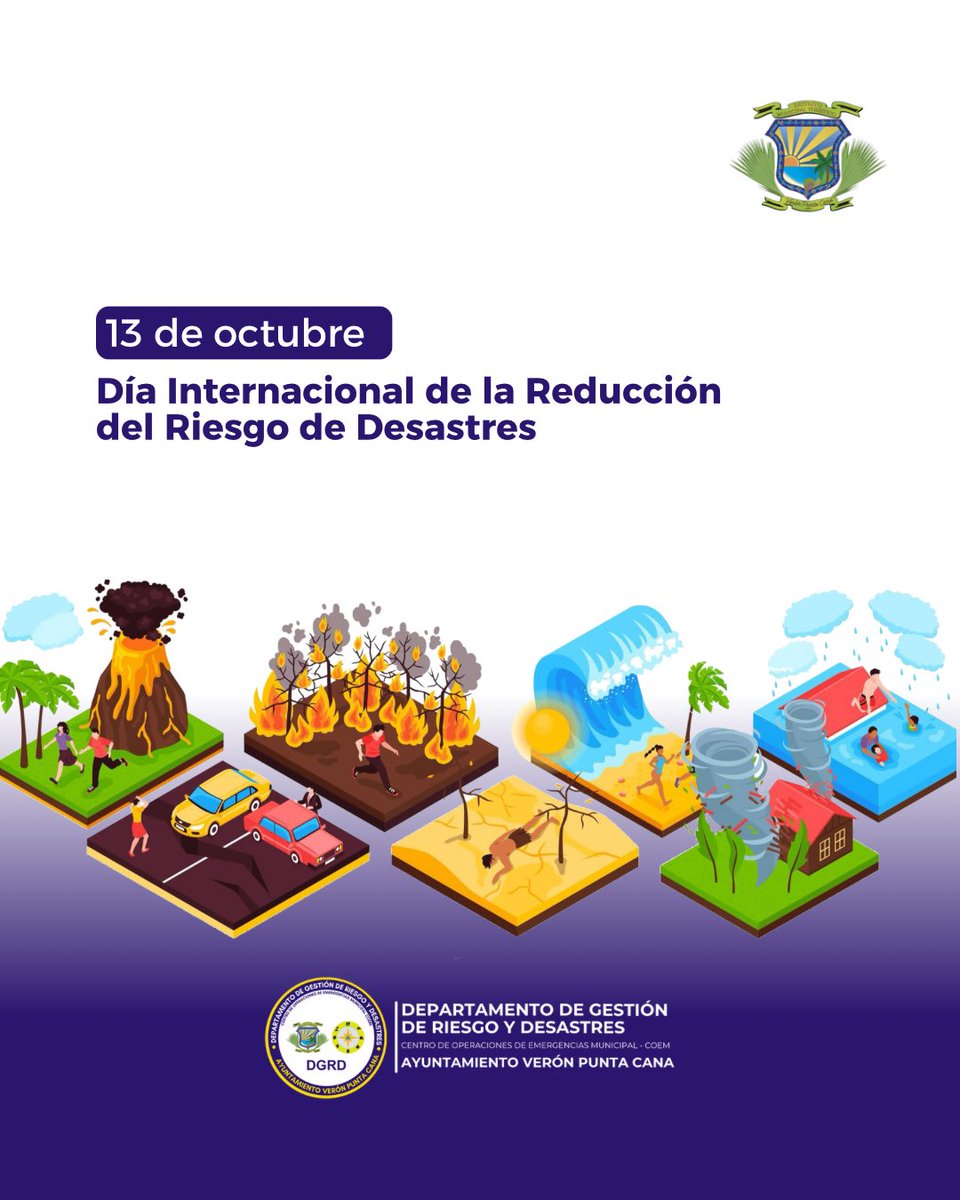 #13DeOctubre | Día Internacional para la Reducción del Riesgo de Desastres.

Desde la Alcaldía de Verón Punta Cana, reafirmamos nuestro compromiso con un territorio más seguro, resiliente y preparado.

Invertir en la reducción del riesgo es invertir en la vida y el desarrollo.