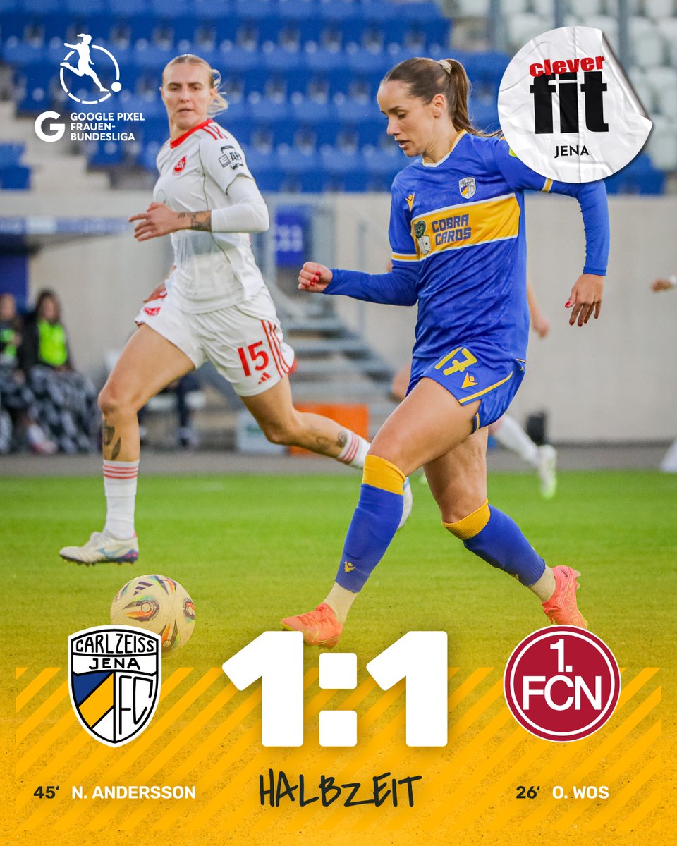 FCCFrauen's tweet image. 𝐇𝐀𝐋𝐁𝐙𝐄𝐈𝐓

Kurz vor der Halbzeit fällt der umjubelte Ausgleich durch Nike Andersson. So geht es mit 1:1 in die Pause 🏟

#FCC #MehrAlsFussball #fccfrauen #nichtohnemeinemädels #dieliga #FCCFCN
