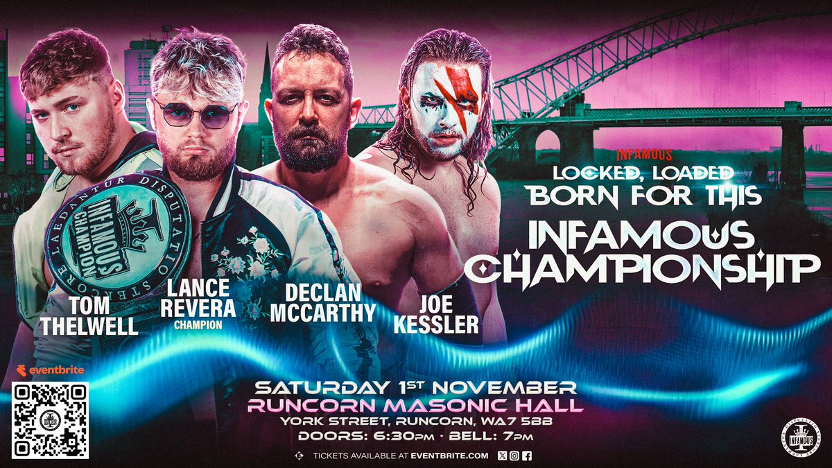 INFAMOUS CHAMPIONSHIP CLASH

These four caused absolute bedlam at our last show, so much so that Uncle Ryan has decided to just let all four of them go at it! 

LANCE REVERA will defend the INFAMOUS CHAMPIONSHIP against DECLAN MCCARTHY, JOE KESSLER &amp; THELWELL in a FATAL FOUR WAY!