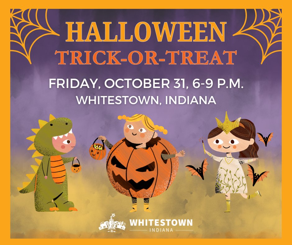 It’s almost time to get spooky! The official trick-or-treat hours in Whitestown are:

🕕 6–9 p.m.
📅 Friday, October 31

Grab your costumes, decorate your pumpkins, and get ready for a fun Halloween night! 🎃