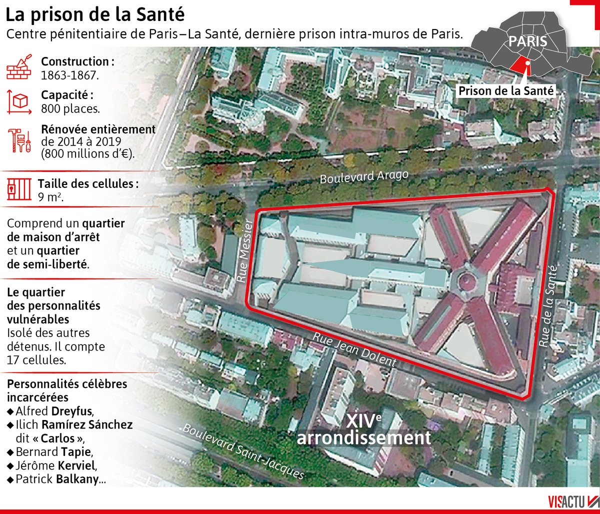 Nicolas Sarkozy sera incarcéré à la prison de la Santé à partir du mardi 21 octobre 2025.