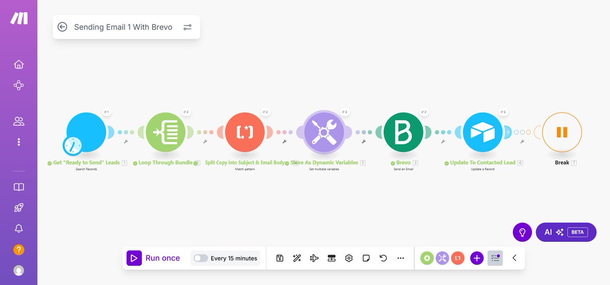 right2profit's tweet image. I can’t remember the last time I sent a cold email directly from Gmail.

Now it’s all systemized:

→ Scrape leads manually or via LLMs
→ Add to Airtable CRM
→ Trigger automations
→ Generate personalized emails + DMs
→ Auto-send after review

Fast, but never robotic.

[1/5]