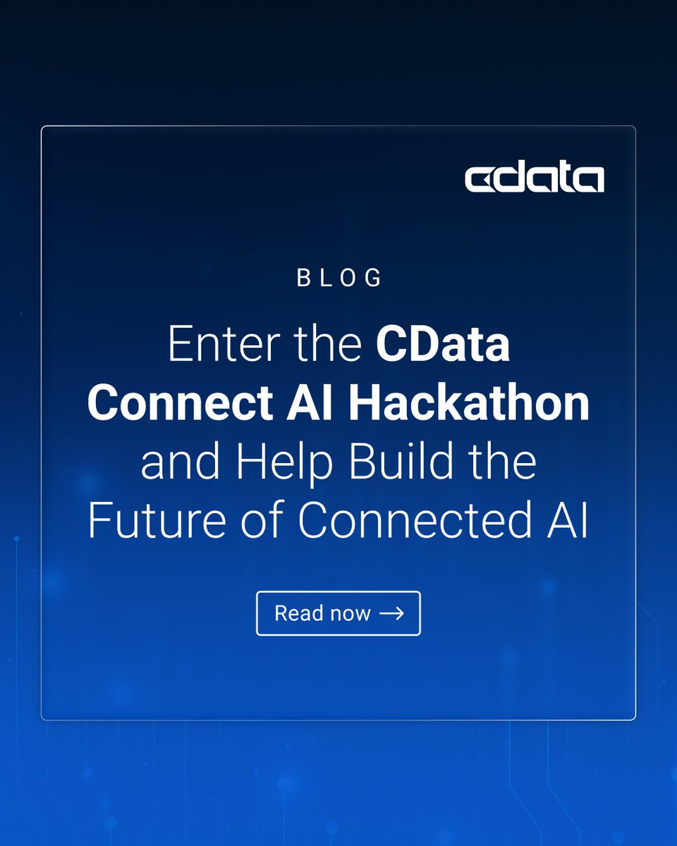cdatasoftware's tweet image. Want to build the next great AI assistant? 🧠
Join the CData Connect AI Hackathon & show us what you can create with live enterprise data: bit.ly/4mFoICZ 💥
Win prizes. Build the future.
#ConnectAI #CData #Hackathon #AItools