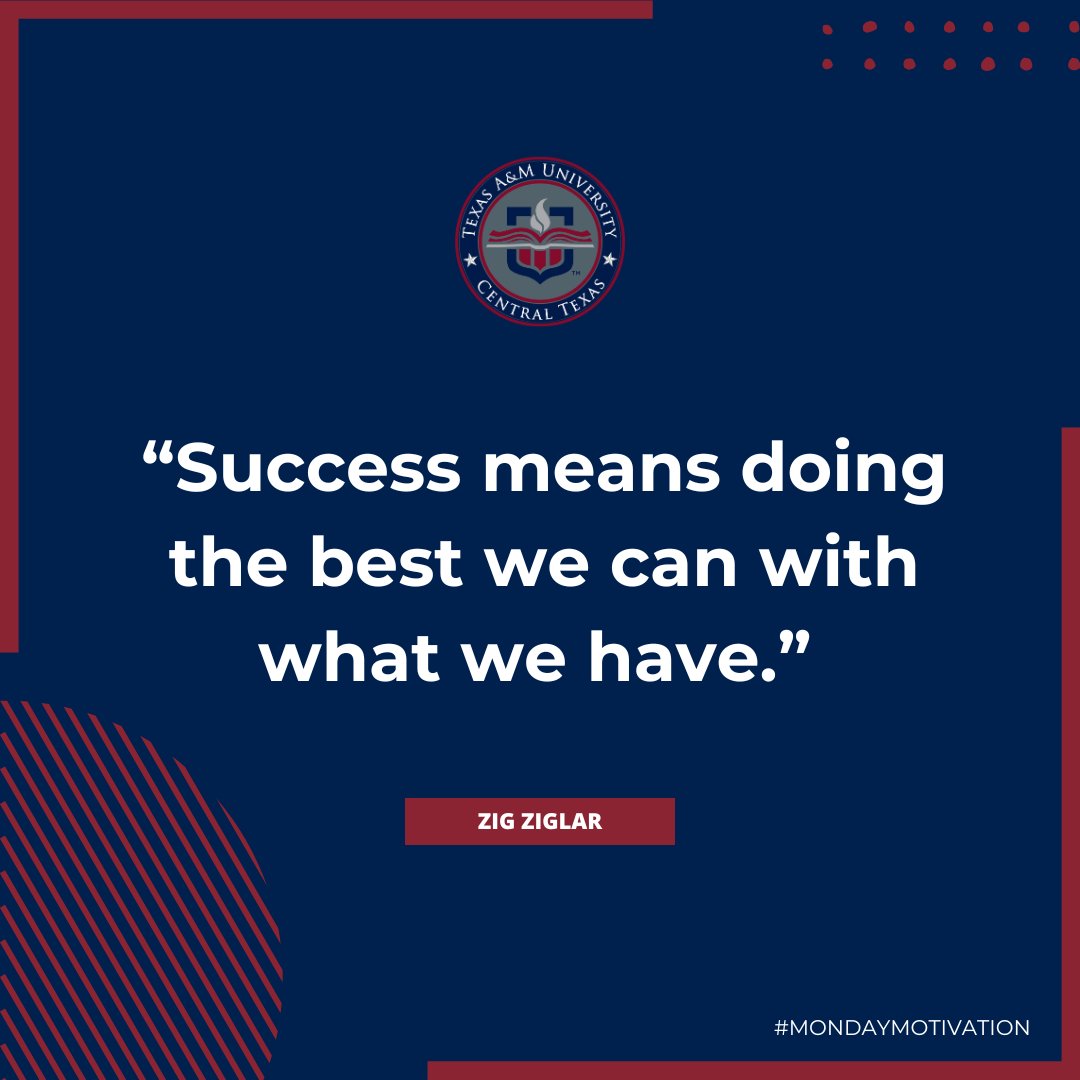 “Success means doing the best we can with what we have.” 🙌

This #MondayMotivation is a reminder that progress doesn’t always mean perfection — it means giving your best effort, even on the tough days. 🌟

Keep pushing forward. You’re doing better than you think. 💪

#TAMUCT