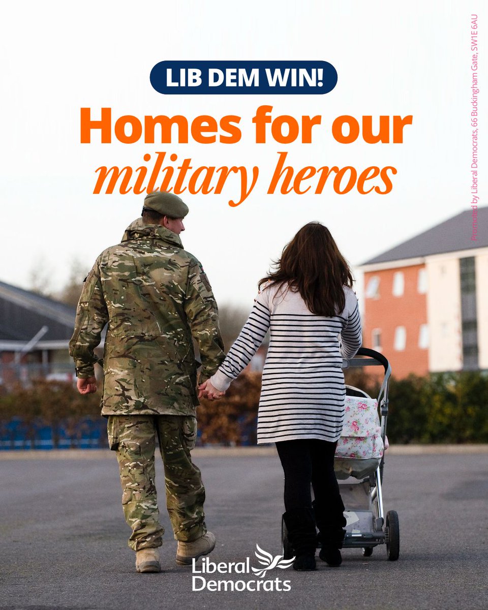 LibDems's tweet image. LIB DEM WIN!

The government has finally given in to our longstanding campaign to improve the quality of military family homes.

Our amendment to the Renters’ Rights Bill will, for the first time, require the Ministry of Defence to assess service family housing annually and…