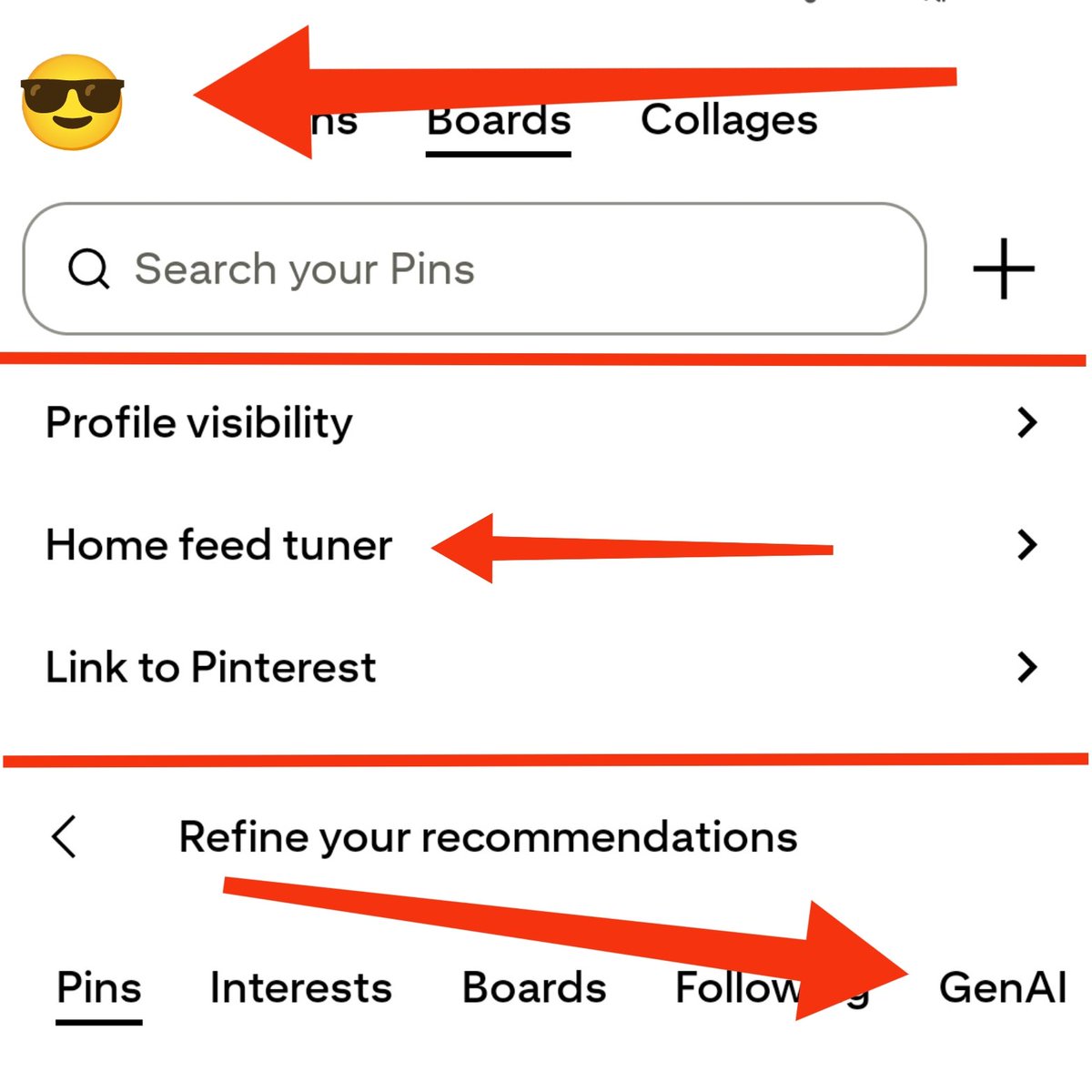 alisonaglitter's tweet image. Here is how to disable AI generated pins on Pinterest mobile. #disableAI