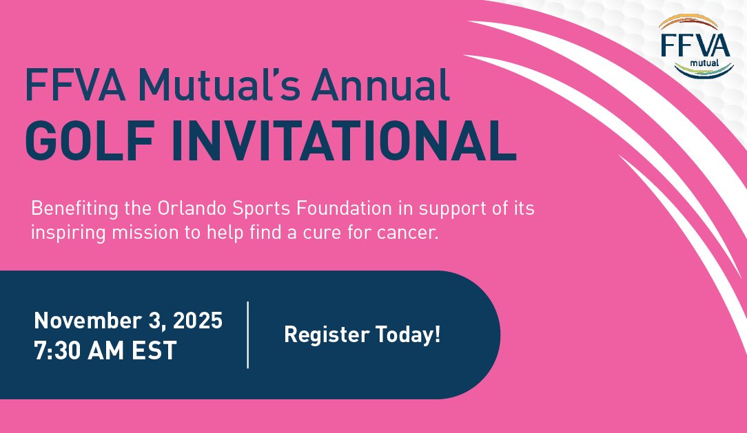 There’s still time to join us for the FFVA Mutual 2025 Golf Invitational on Monday, November 3! Don’t miss your chance to support the Orlando Sports Foundation and enjoy a day on the course! Secure your spot today: ow.ly/cbEw50X9gvb  #FFVAMutual #WorkersComp