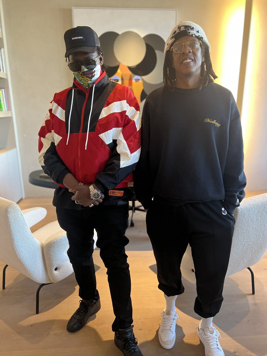 Steez_47's tweet image. Mach-Hommy and Jay-Z at the Roc Nation office