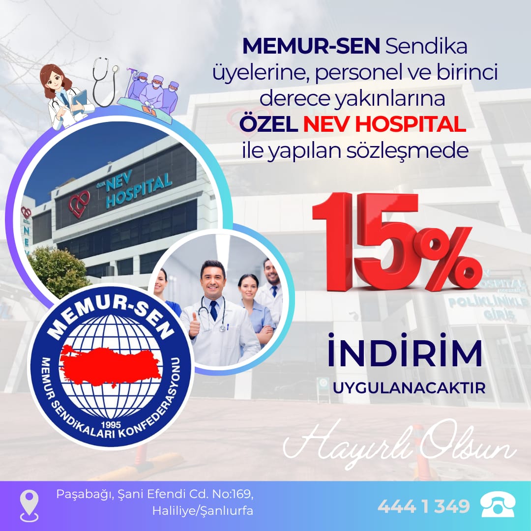 Şanlıurfa Memur-Sen olarak, sosyal sendikacılık anlayışımız doğrultusunda, üyelerimizin günlük yaşamlarını kolaylaştırmak ve ekonomik anlamda desteklemek amacıyla birçok alanda nezih ve kaliteli firma ile özel indirim protokolleri imzaladık. 🤝

Gelin hep beraber sendikal