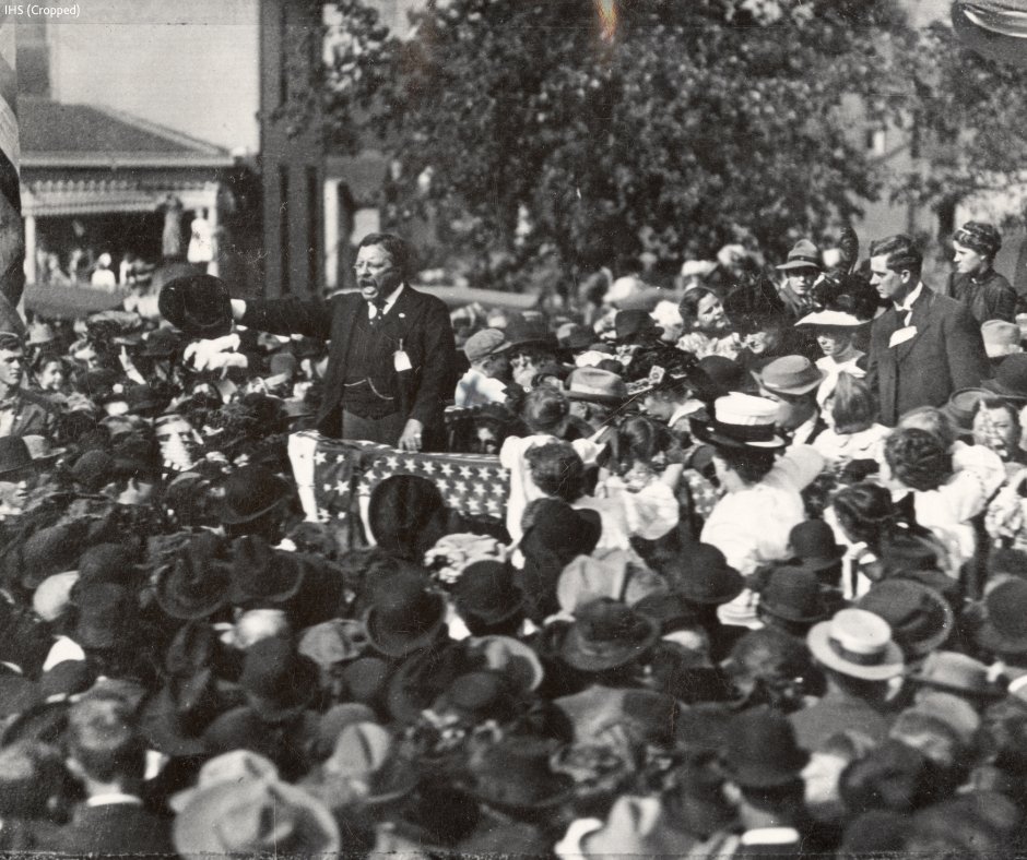 President Teddy Roosevelt visited Lebanon, Indiana, on this day in 1910. After his expedition to Africa, Roosevelt went on a speaking tour to several cities throughout the country. Pictured here is his stop in Lebanon.