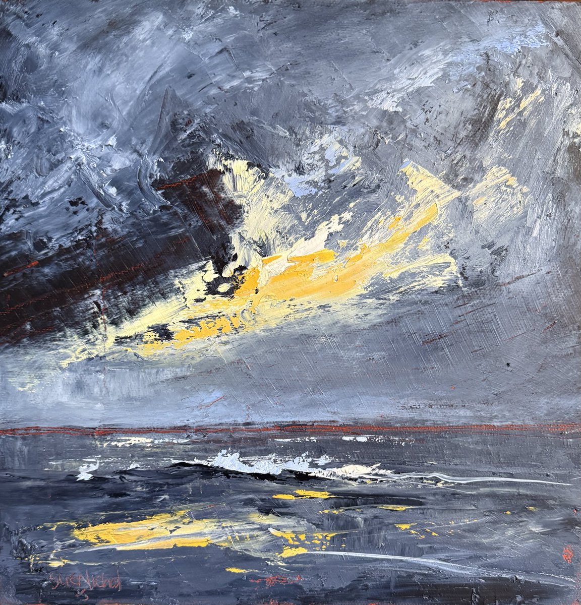 staithesartist's tweet photo. #Seascape 10x10” #blockcanvas #oils #coldwax https://t.co/gGxRc4nHo7
