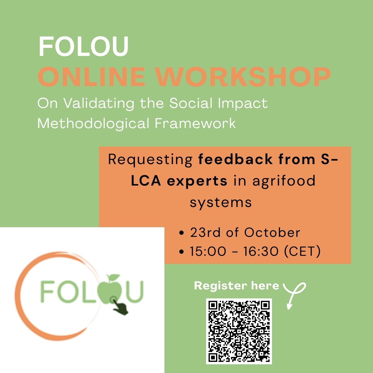 BETA_TechCentre's tweet photo. 📣 We invite S-LCA experts in agrifood systems to join an online workshop to review and validate the new #FOLOU framework to assess the social impacts of food losses in the primary sector.
📅 23 October 2025
🕒 15:00 – 16:30 (CET)
💻 Online
👉 Register:
https://t.co/Zh7p9m5MG3 https://t.co/SP8zRfHNou