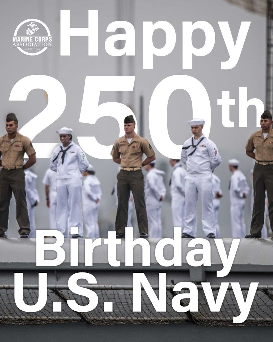 MCA_Marines's tweet photo. Today we honor 250 years of the @USNavy — our trusted partners in sea power since 1775.
The Marine Corps stands proud beside you.

Read the Commandant’s message:
🔗 https://t.co/9eiMWeonVy

#USNavy250 #SemperFi #SemperFortis https://t.co/Cwcmosj3T1