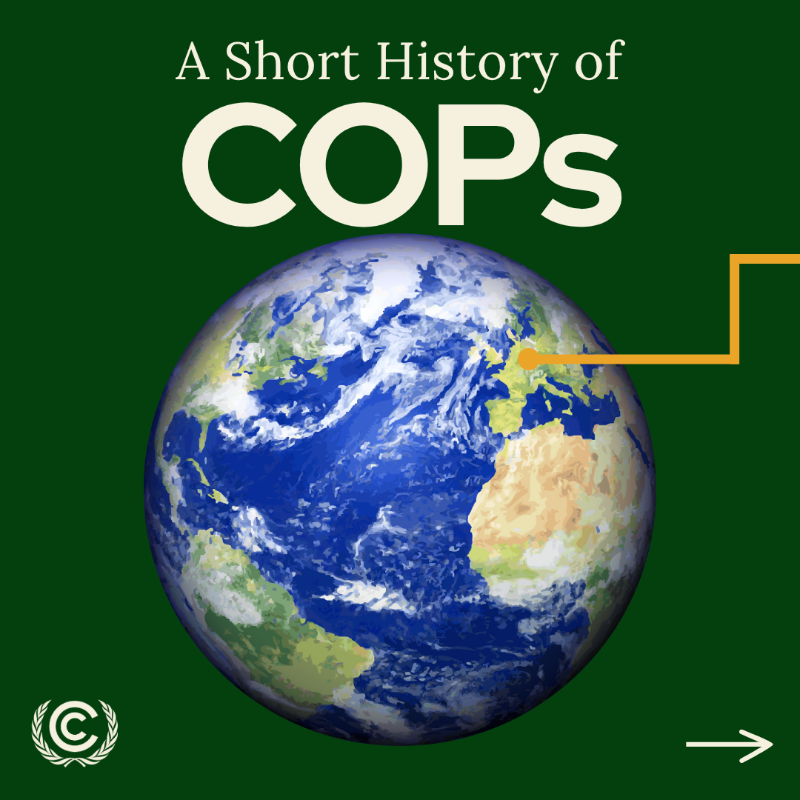 UNFCCC's tweet photo. In 1992, the world gathered in Rio to create the UNFCCC—a commitment to tackle climate change together. 

#COP30 in Belém takes us back to Brazil, with the focus shifting to implementation at the scale and pace needed to protect people and planet. 

Swipe for a history of COPs 👉