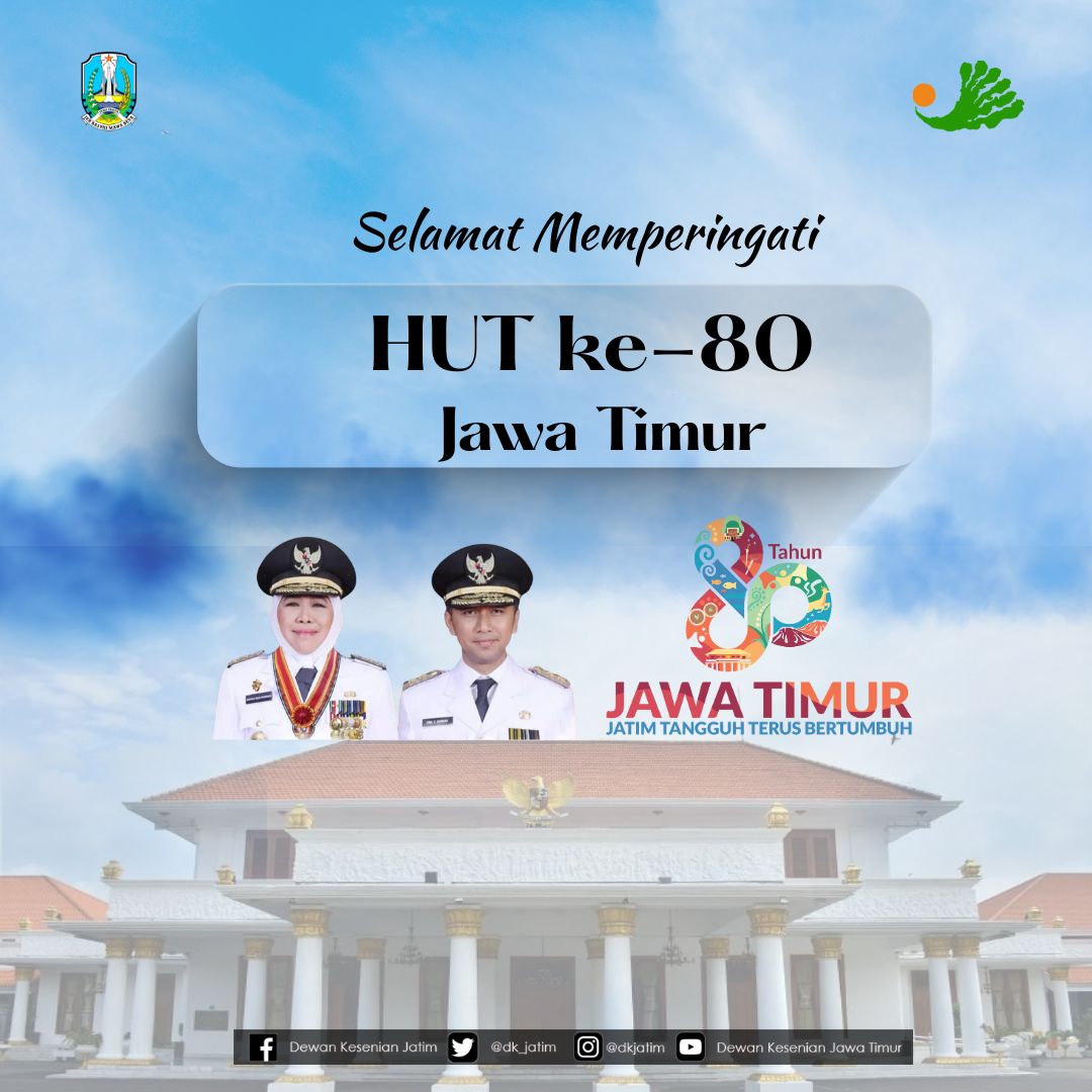 dk_jatim's tweet photo. Selamat Memperingati HUT Ke-80 Jawa Timur. 
Semoga Jatim terus menjadi provinsi yang penuh warna dengan kebudayaan khasnya yang beragam dan mendunia.

#DKJT #Kesenian #Kebudayaan #JatimTangguh #jatimbertumbuh #JatimBISA https://t.co/8OUMPalkQ1