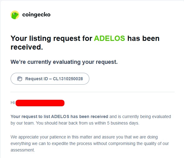 zkadelos's tweet photo. 🚀 Big step forward for $ADELOS!
Our listing request on @coingecko  has been officially received and is under review.
Stay tuned — more updates coming soon! 💪
#Adelos #Crypto #CoinGecko #Solana https://t.co/NIVFxyJdGE