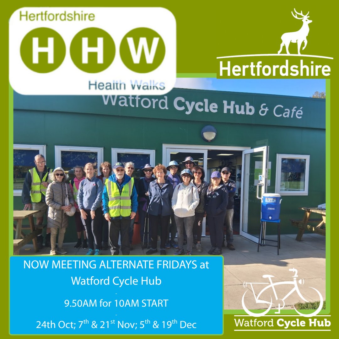 We're delighted to now be the meeting point for Hertfordshire Health Walks.

See website to sign up for free and to see the full ongoing timetable: hertfordshire.gov.uk/services/recyc…

Hertfordshire Cycling, Walking and Wheeling