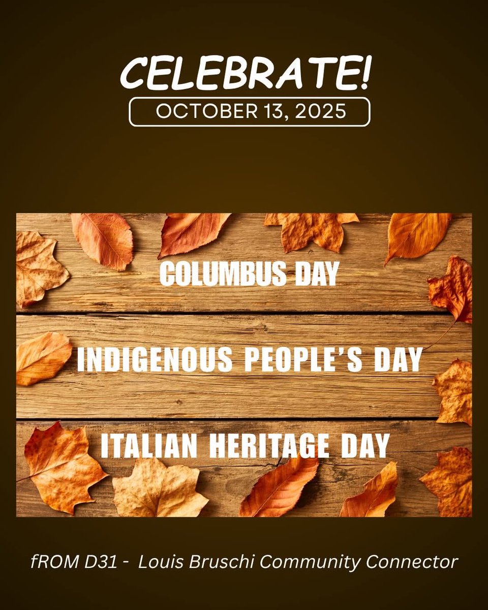 Happy Columbus Day, Indigenous People's Day, and Italian Heritage Day! <a href="/DocPalton/">Doc Palton</a> <a href="/CChavezD31/">Christine Chavez</a>  <a href="/christineloug14/">Christine Loughlin</a> <a href="/CSD31SI/">CSD31StatenIsland</a>