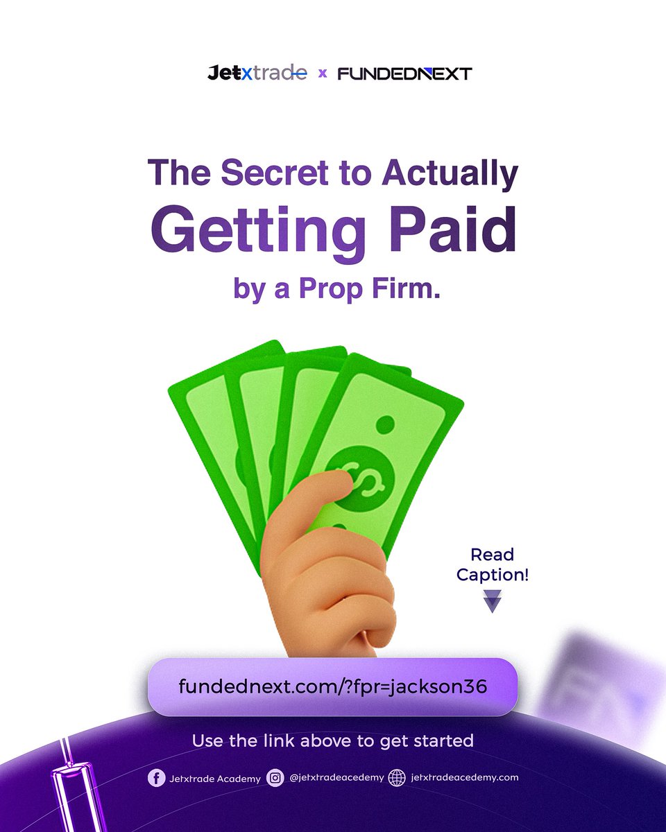 Jetxtrade65's tweet photo. The Secret to Actually Getting Paid by a Prop Firm.
  Here’s the truth: 95% of traders never make it past the evaluation phase.
Why? Because they treat prop firm challenges like a lottery ticket instead of a business.
The 5% who succeed usually follow 3 rules:
 ✅ Risk management is king. They don’t risk more than 1-2% per trade.
 ✅ Discipline over hype. They don’t chase high-volatility events just to “pass quickly.”
 ✅ They read the fine print. Every rule, every clause, every detail.
Prop firms like @FundedNext can actually be a life-changing opportunity. But only if you approach them like a professional trader, not a gambler.

So, are you in the 5% who can treat trading like a business? Or in the 95% who blow accounts chasing shortcuts?

Let FundedNext be your PowerBank to recharge your financial life when your low.

https://t.co/k5mgT4TQ8x
https://t.co/k5mgT4TQ8x

Use Coupon Code: JACKSON  
to enjoy upto 110% refund 😄🕺🕺💃💃💃💃

@FundedNext #FundedNext #ChangingLives #BuiltToLast #BestInPropVerse