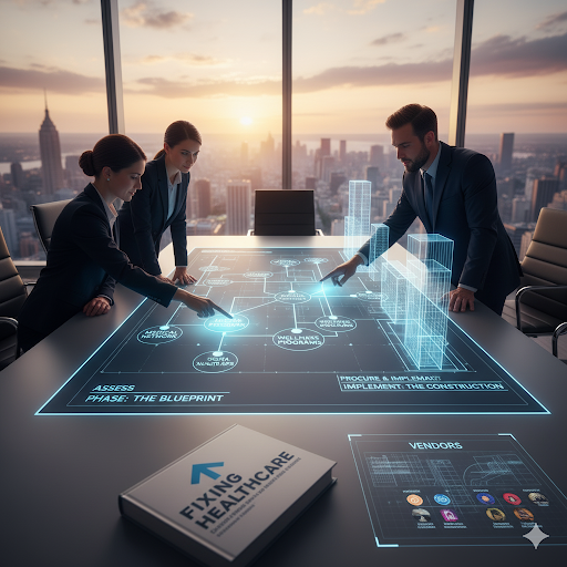 To build your dream house, you need an architect and a general contractor. 

The same applies to your benefits program. 

The Assess phase (the architect) creates the blueprint. 

Then, as I detail in "Fixing Healthcare," the Procure and Implement phases (the general contractor)