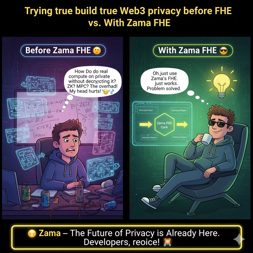Saurabh55632526's tweet image. Zama (FHE) to Others: "Stop writing 'future work' on your privacy roadmap. We're already LIVE." 😂
✅ 100% FHE⚡ Lightning Speed⛓️ Any EVM Chain
🟡 The Future of Privacy is Already Here. No cap, only compute!
Join the #ZamaCreatorProgram!
@zama_fhe #FHE #DeepTech #PrivacyMeme…