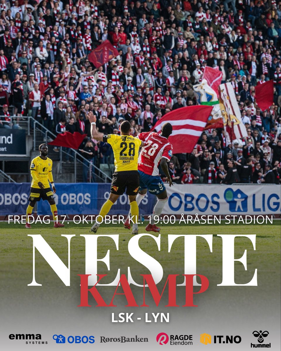 Fredag tar vi turen til Åråsen Stadion ⚡️ 

Det er allerede solgt godt med billetter på bortefeltet, så her bør du ikke ventet for lenge med å kjøpe billett! 👉🏼 lsk.ticketco.events/no/nb/e/lsk__l…

Bastionen har satt opp busser fra Bislett direkte til Åråsen - mer info på deres sider 🚌