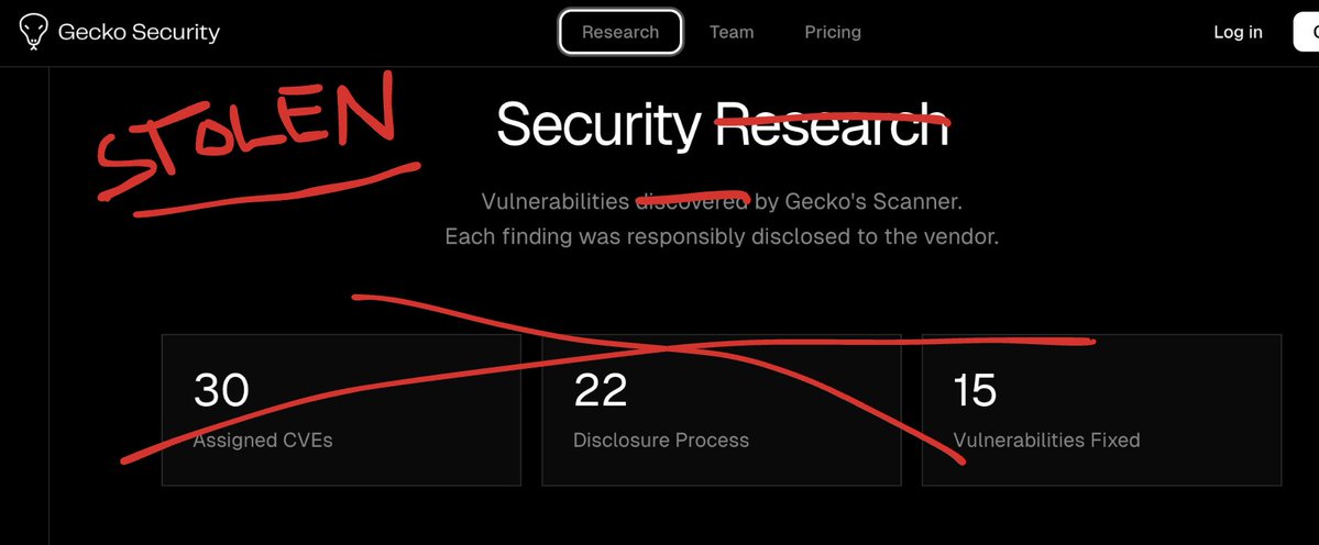 FuzzingLabs's tweet image. 💣 We caught @ycombinator–backed @gecko_sec stealing two of our CVEs, one on @ollama , one on @Gradio.
They copied our PoCs, claimed CVE IDs, and even back-dated their blog posts.
Here’s the full story 👇