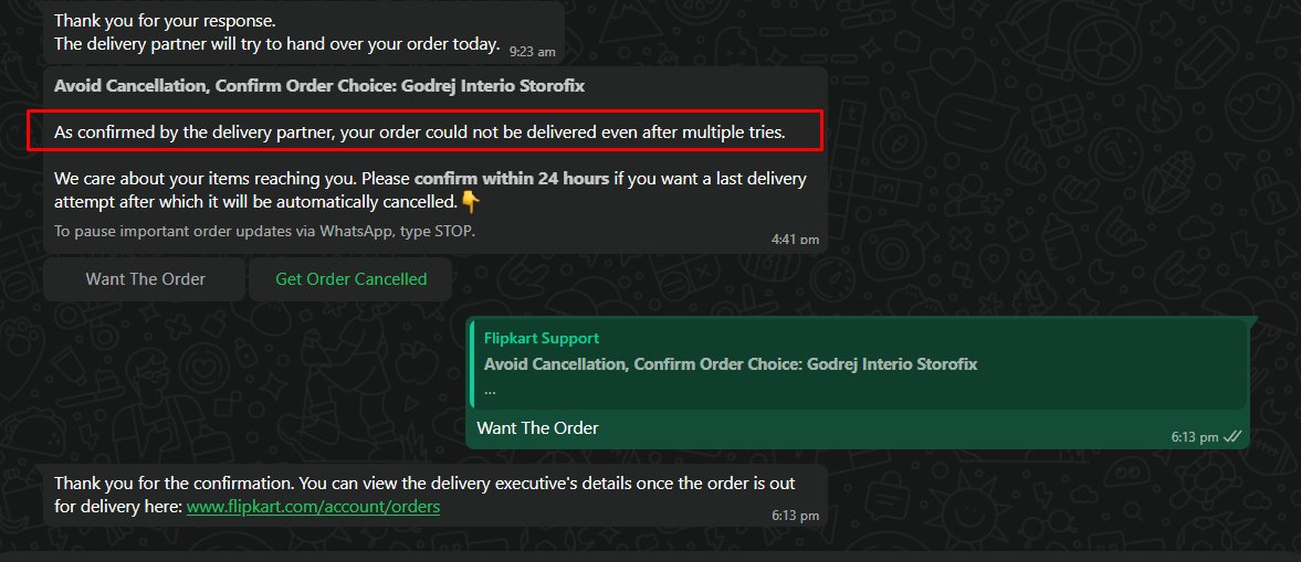 sumit10sumit's tweet photo. @flipkartsupport What kind of update is this? How are other orders being delivered to the same address while this one isn’t? Please stop these unethical practices and deliver the shipment immediately without any further excuses. @Flipkart #ScamWarning https://t.co/Exc7lIbqVw
