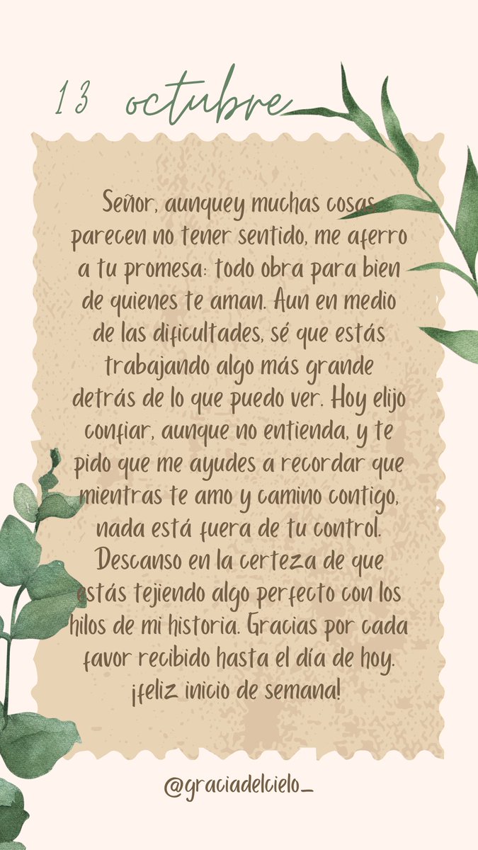 “Sabemos que Dios dispone todas las cosas para el bien de quienes lo aman, a los cuales él ha llamado de acuerdo con su propósito.”
               -Romanos 8,28 🌸✨🙏🏽