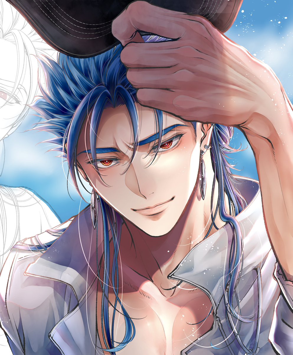 帽子を被せてくれる水着キャス
こっちは粗方塗り終わったから次はアロハ槍…